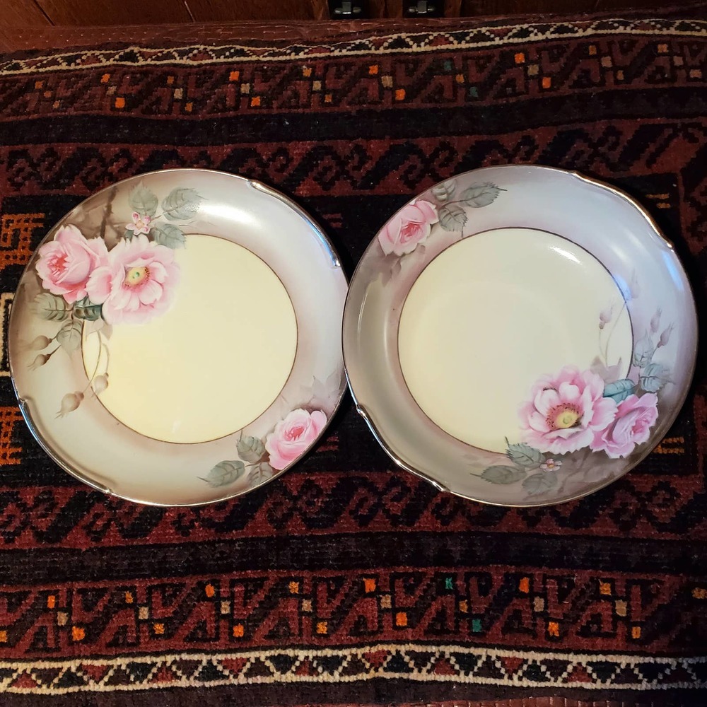 Noritake Mormura M plate and bowl Hand Painted Japan‎ mark